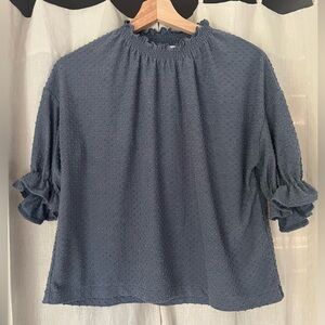 Madewell Textured Ruffle Top in Slate
